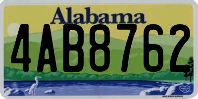 AL license plate 4AB8762