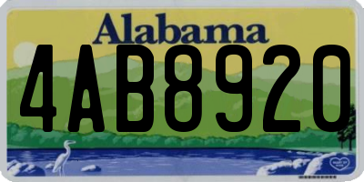 AL license plate 4AB8920