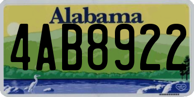 AL license plate 4AB8922