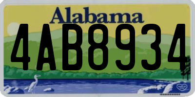 AL license plate 4AB8934
