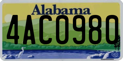 AL license plate 4AC0980