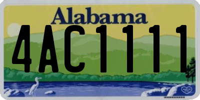 AL license plate 4AC1111