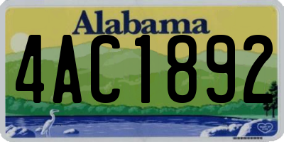 AL license plate 4AC1892