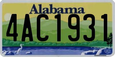 AL license plate 4AC1931