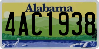 AL license plate 4AC1938