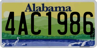 AL license plate 4AC1986