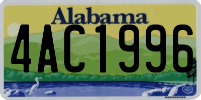 AL license plate 4AC1996