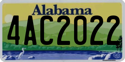 AL license plate 4AC2022