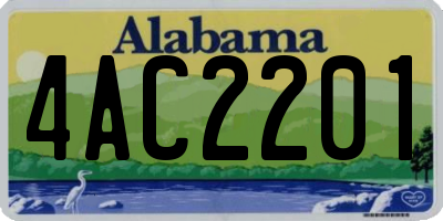 AL license plate 4AC2201