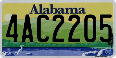 AL license plate 4AC2205