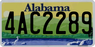 AL license plate 4AC2289