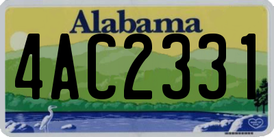 AL license plate 4AC2331