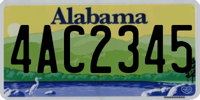 AL license plate 4AC2345