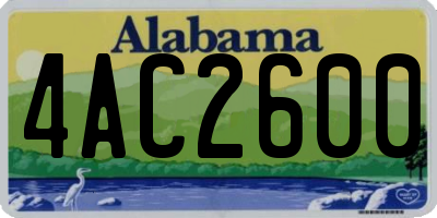 AL license plate 4AC2600