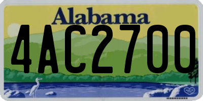 AL license plate 4AC2700