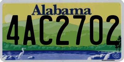 AL license plate 4AC2702