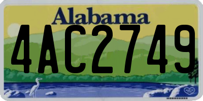 AL license plate 4AC2749