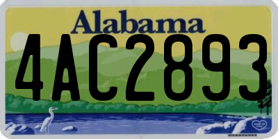AL license plate 4AC2893