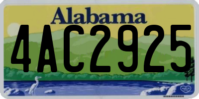 AL license plate 4AC2925