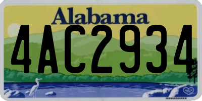AL license plate 4AC2934