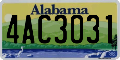 AL license plate 4AC3031