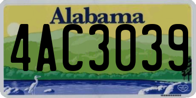 AL license plate 4AC3039