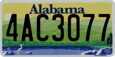 AL license plate 4AC3077