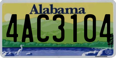 AL license plate 4AC3104