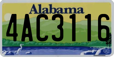 AL license plate 4AC3116