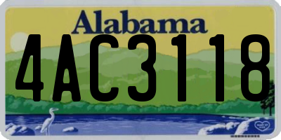 AL license plate 4AC3118