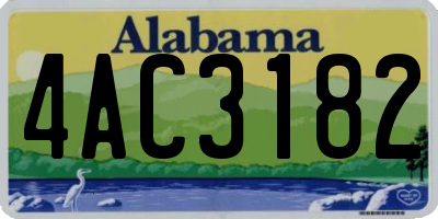 AL license plate 4AC3182