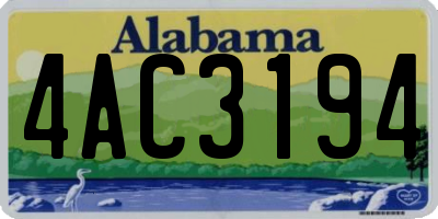 AL license plate 4AC3194