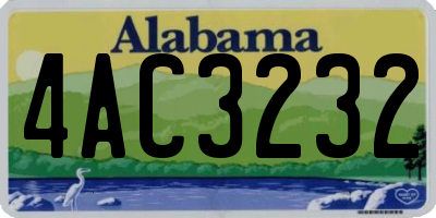AL license plate 4AC3232