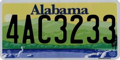 AL license plate 4AC3233