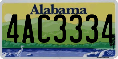 AL license plate 4AC3334
