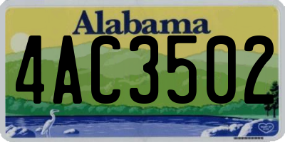 AL license plate 4AC3502