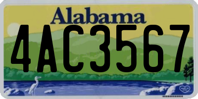 AL license plate 4AC3567