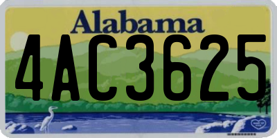 AL license plate 4AC3625