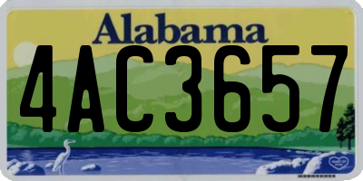 AL license plate 4AC3657