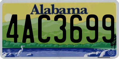 AL license plate 4AC3699