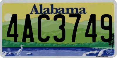 AL license plate 4AC3749