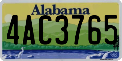 AL license plate 4AC3765