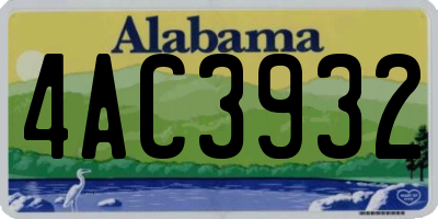AL license plate 4AC3932