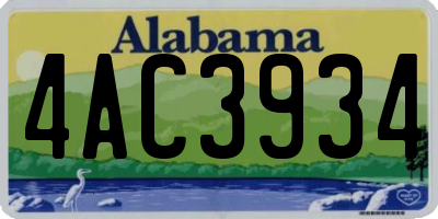 AL license plate 4AC3934