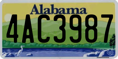 AL license plate 4AC3987