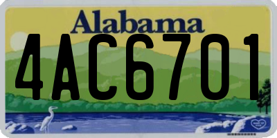 AL license plate 4AC6701