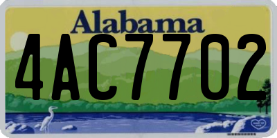 AL license plate 4AC7702
