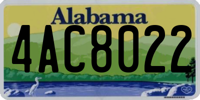 AL license plate 4AC8022