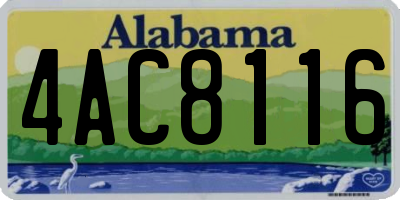 AL license plate 4AC8116