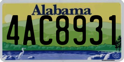 AL license plate 4AC8931